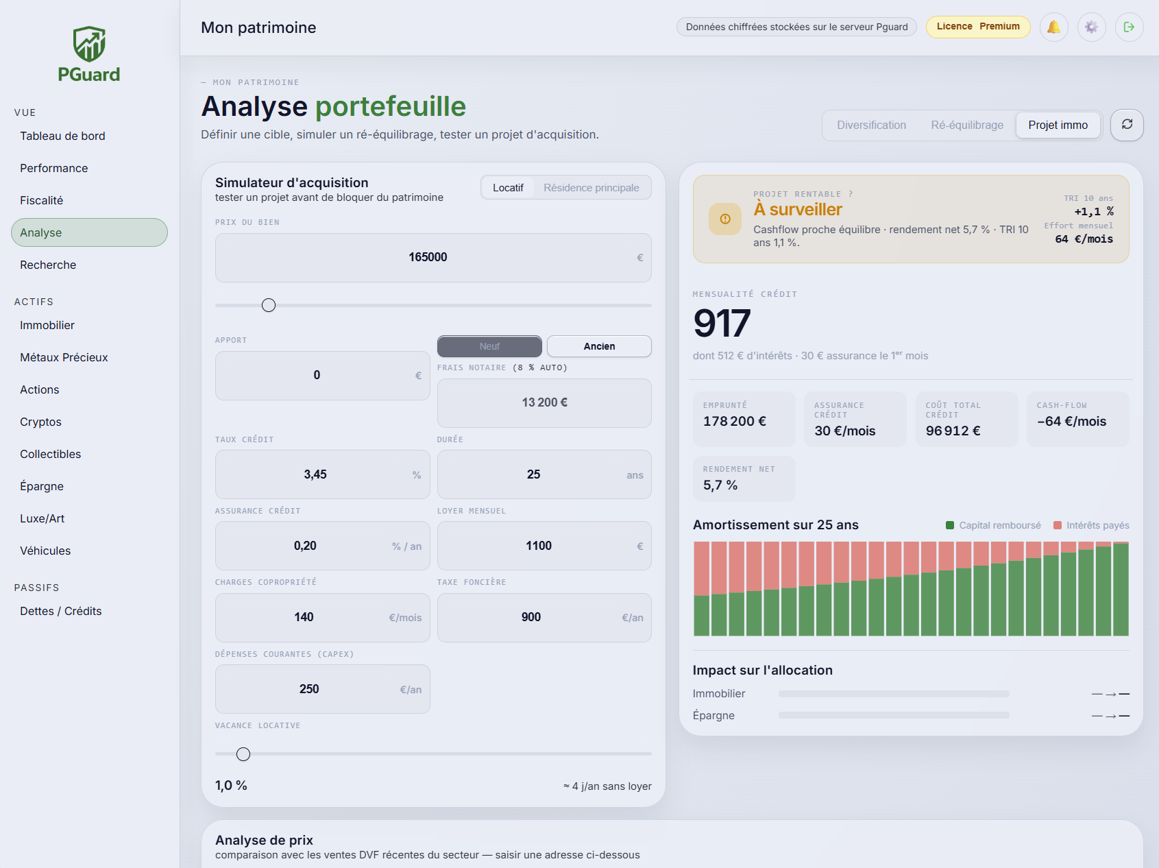 Estimation immobilière automatique dans PGuard