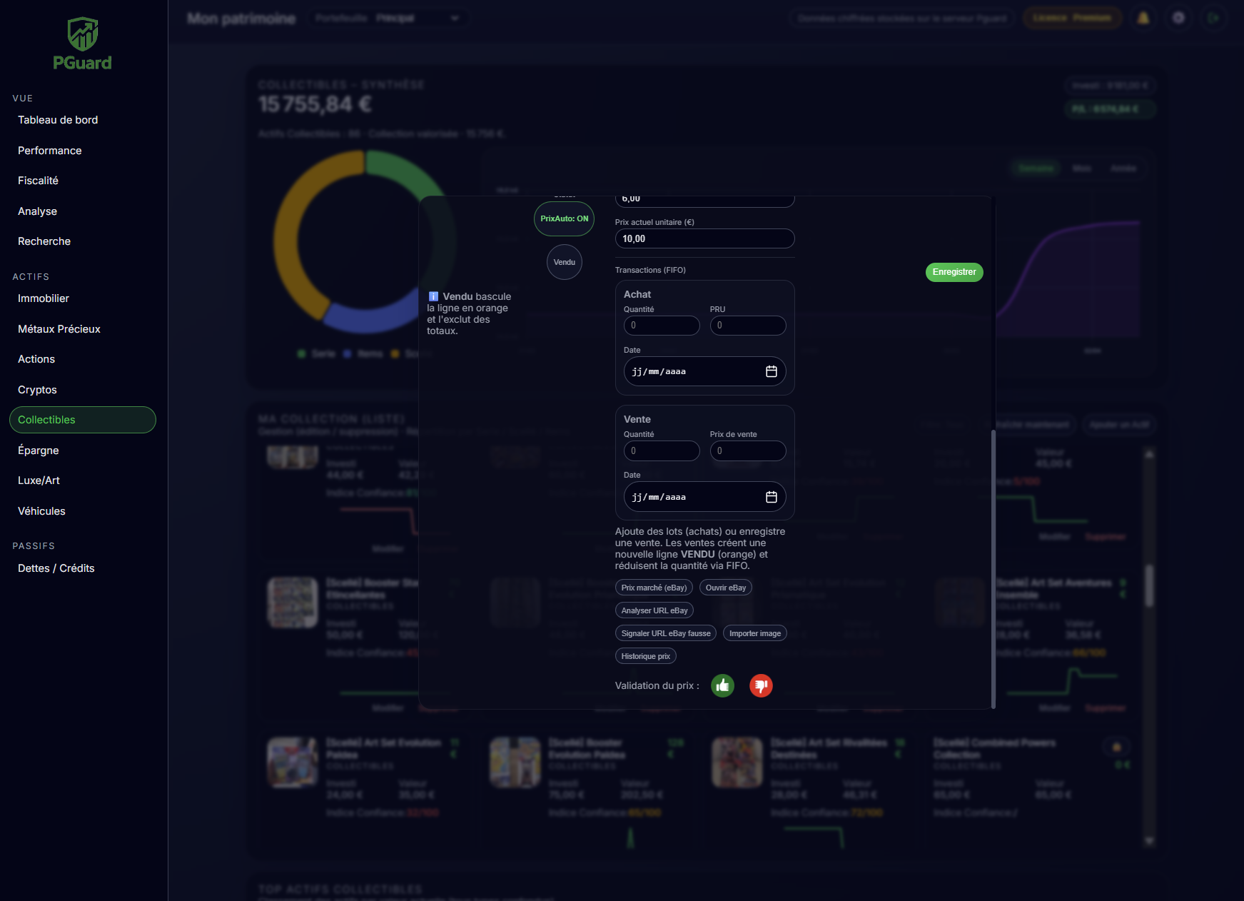 Recherche automatique de prix collectible